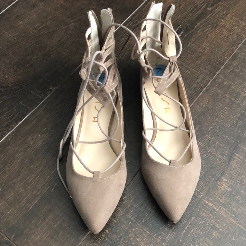 Lace up flats with zipper